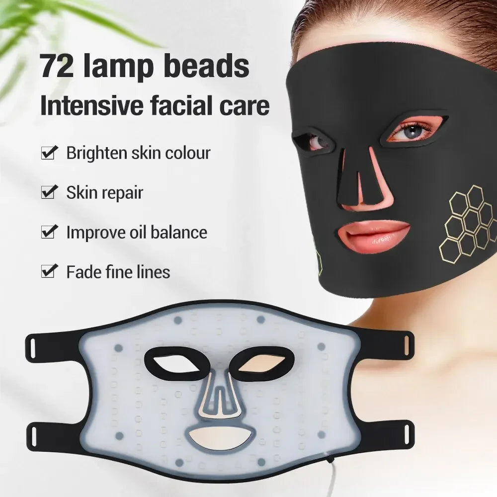 72-LED Photon Beauty Mask - Advanced Electronic Device for Skin Brightening and Fine Line Restoration