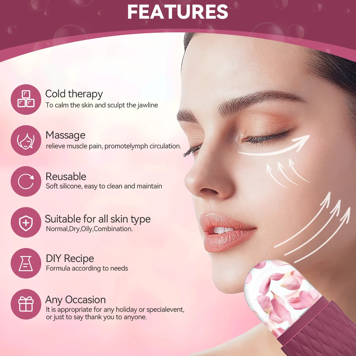 Cooling Facial Ice Roller – Reusable Silicone Mold for Radiant Skin